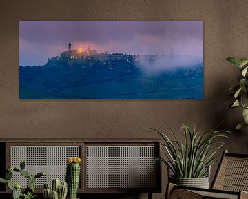 Pienza vue de Monticchiello, Toscane, Italie sur Henk Meijer Photography