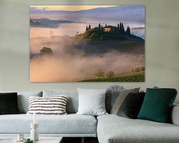 Zonsopkomst bij Podere Belvedere, Toscane, Italië van Henk Meijer Photography