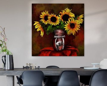 motif floral - tournesols dans un vase