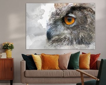 Painted owl van Digital Art Studio