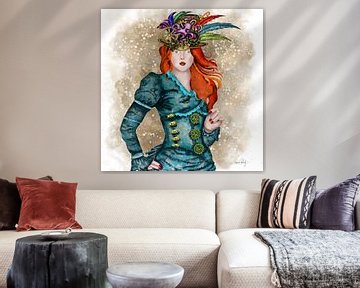 Steampunk - jonge dame met hoed van Patricia Piotrak