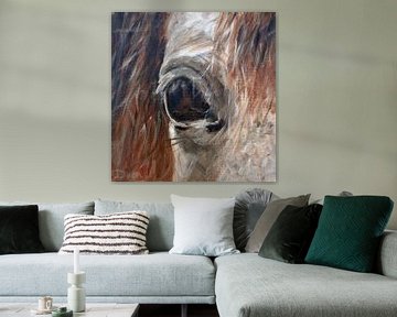 Painting of a horse's head by Mieke Daenen