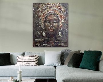 Ein abstraktes Gemälde einer afrikanischen Frau von Mieke Daenen