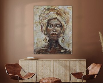 African woman yellow van Mieke Daenen