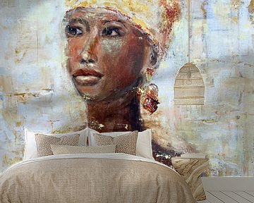 Abstraktes Gemälde einer afrikanischen Frau von Mieke Daenen