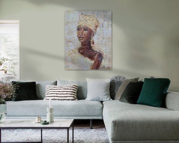 Abstraktes Gemälde einer afrikanischen Frau von Mieke Daenen