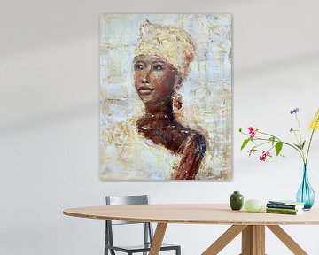 Peinture abstraite d'une femme africaine sur Mieke Daenen