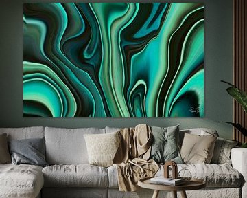 Abstract Art - Fluid Painting Turquoise and Green Pattern