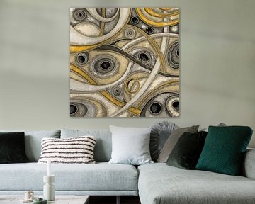 Abstracte kunst - Labyrint in beige en bruin van Patricia Piotrak