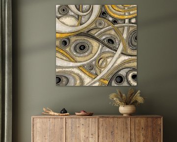 Abstracte kunst - Labyrint in beige en bruin van Patricia Piotrak