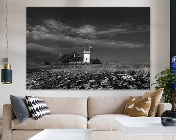 Le phare historique de Workum en noir et blanc sur Harrie Muis