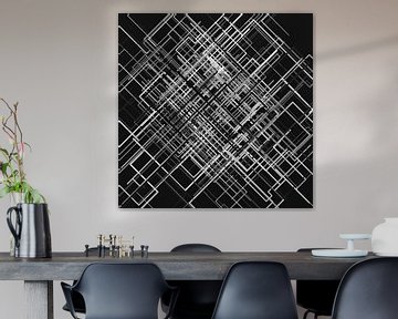 Abstracte lijn 3 zwart-wit netwerk van Jörg Hausmann