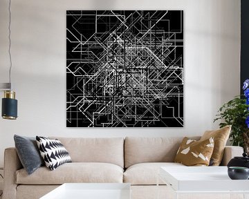 Abstracte lijn 2 zwart-wit netwerk van Jörg Hausmann