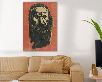 Hoofd van een oude man met baard, Edvard Munch...