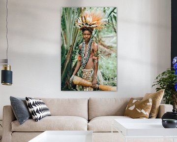Portret van jongen uit Papoea Nieuw Guinea van Milene van Arendonk