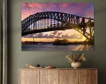 Sydney Harbor Bridge bij zonsondergang