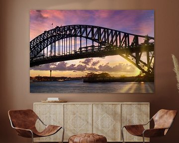 Sydney Harbor Bridge bij zonsondergang van Melanie Viola