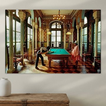 Indisches Paar spielt Billard im Palacio Portales, Cochabamba, Bolivien von Frans Lemmens