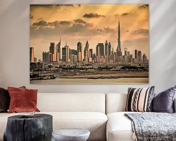 Skyline van Dubai met Burj Khalifa van Frans Lemmens