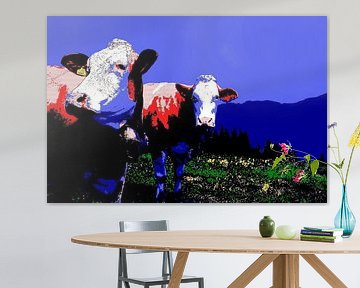 Koeien op bergweide pop-art