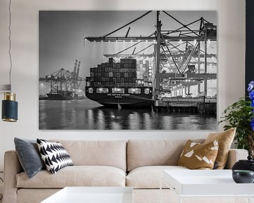 Hamburg, Haven, Elbe, Container van Ingo Boelter