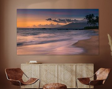 Zonsondergang Poolenalena Strand, Maui, Hawaii van Henk Meijer Photography