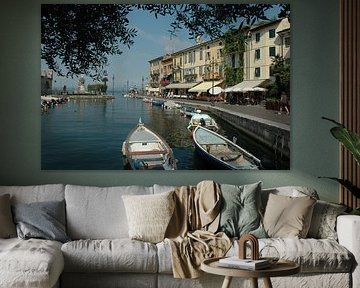 Italian village with harbour, boats and restaurants