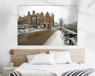 Winter op de grachten in Amsterdam de Jordaan in  Nederland van Eye on You