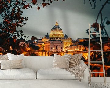 Rome, view over the river Tiber to the Vatican in the evening by Fotos by Jan Wehnert