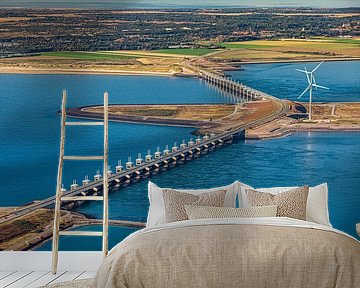 Aerial photo of Oosterscheldekering flood barrier by Frans Lemmens