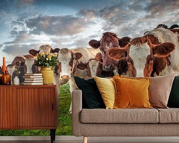 Seven cows in a polder by Frans Lemmens