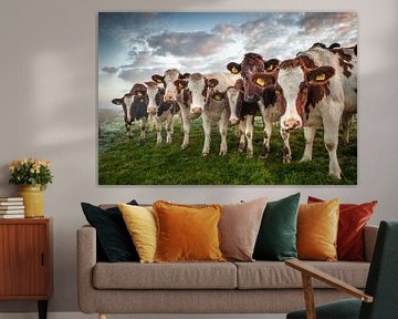 Sept vaches dans un polder sur Frans Lemmens