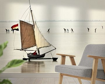 Ice sailing near Monnickendam by Frans Lemmens