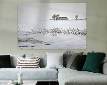 Eenzame boerderij in de sneeuw van Frans Lemmens