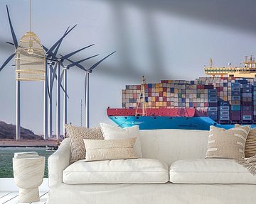 Maersk container ship in the port of Rotterdam by Frans Lemmens