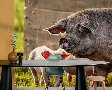 Sow and piglets by Frans Lemmens