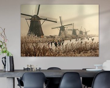 Schlittschuhlaufen für die Windmühlen von Kinderdijk