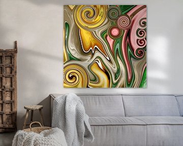 Abstracte kunst - Vloeibare Schilderdeformatie van Patricia Piotrak