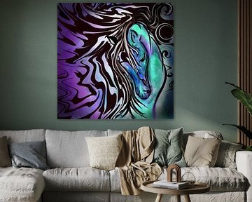 Abstracte kunst - Wild paard in de storm van Patricia Piotrak