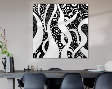 Schwarz Weiß Zentangle - Zendoodle Ozean von Patricia Piotrak