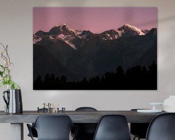 Aoraki/Mount Cook and Mount Tasman, from Lake Matheson at Fox Glacier, New Zealand by Paul van Putten