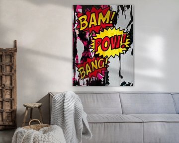 BAM KRIJGSGEVANGENE! BANG! pop art typografie - opvallende collage
