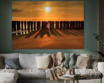 Sonnenuntergang Strand Zoutelande von MSP Canvas