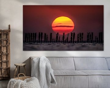 Sonnenuntergang Wattenmeer von Martijn van Dellen