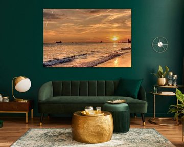 Zonsondergang strand Zoutelande van MSP Canvas