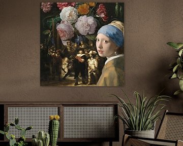 The Night Watch x Still Life with Flowers x Girl with the Pearl Earring