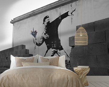 Banksy 'Rage' / 'Flower Thrower' graffiti kunstwerk van Sander Jacobs