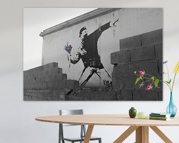 Banksy 'Rage' / 'Flower Thrower graffiti by Sander Jacobs