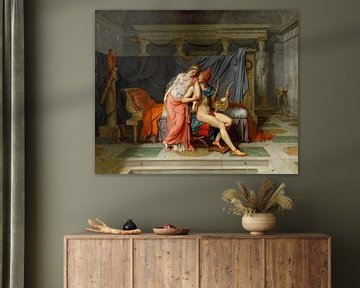 Liefde tussen Paris en Helena, Jacques-Louis David - 1788 van Atelier Liesjes