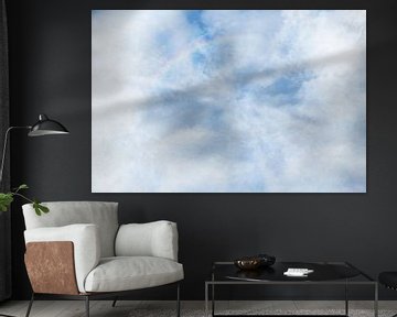 Natuurelement Lucht, abstracte achtergrondtextuur in blauw en wit, voor thema's als lucht, wolken, a van Maren Winter